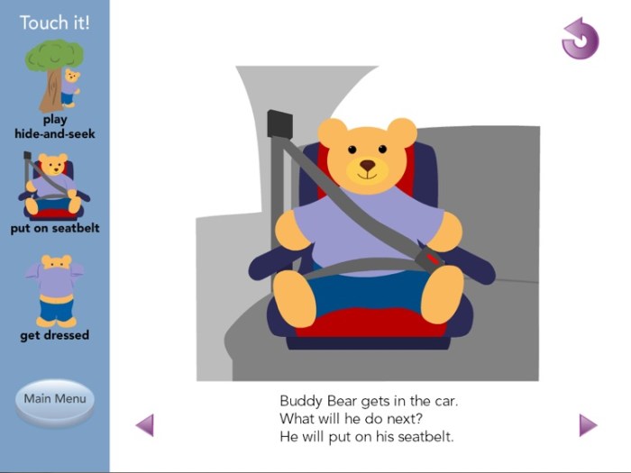 Buddy bear reasoning and problem solving app