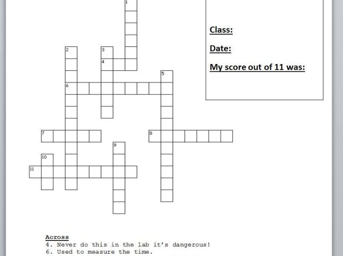 Laboratory equipment crossword puzzle answers